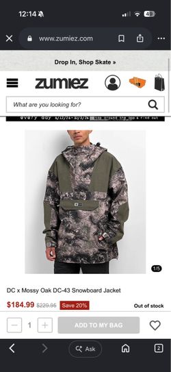 NEW DC x Mossy Oak DC-43 Anorak Snowboard Jacket