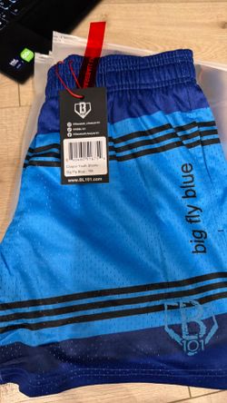 Baseball lifestyle crayon new shorts,  big fly blue youth medium
