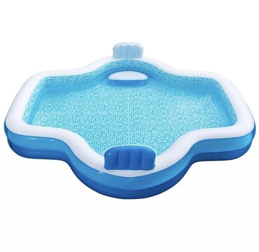 Members Mark Elegant Family Pool 10 Feet Long 2 Inflatable Seats with Backrests