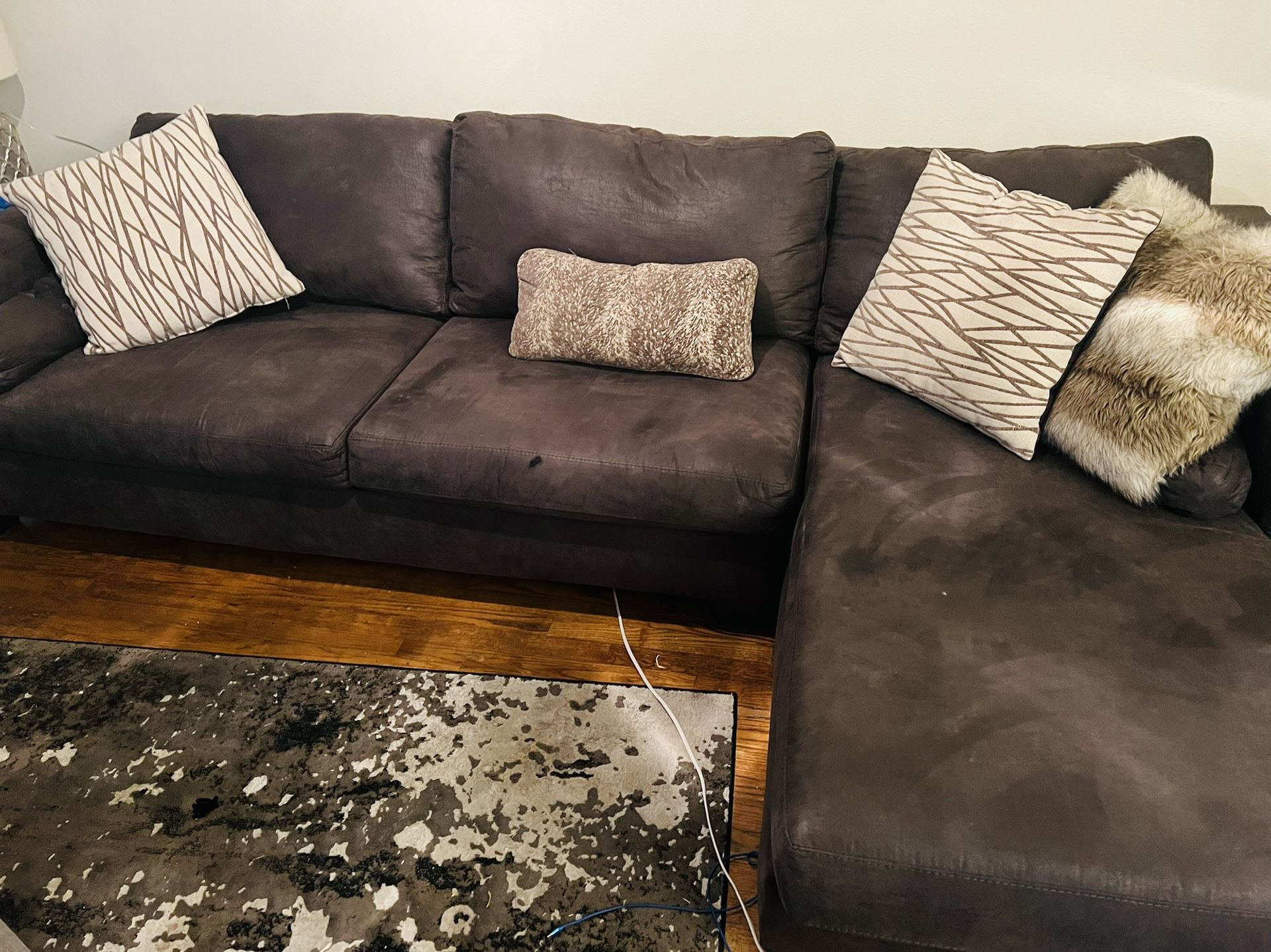 Suede Wrap-around Couch