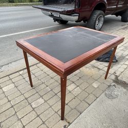 Wood with leather card table
