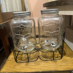 Yorkshire Glass Drink Dispensers – Double Beverage Station with Stand