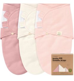 3pk Organic Swaddles for Newborns, Baby Swaddles 0-3Month (Roseate, Wren)