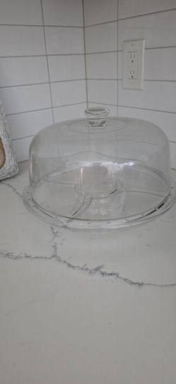 like glass cake stand with lid new without boxes