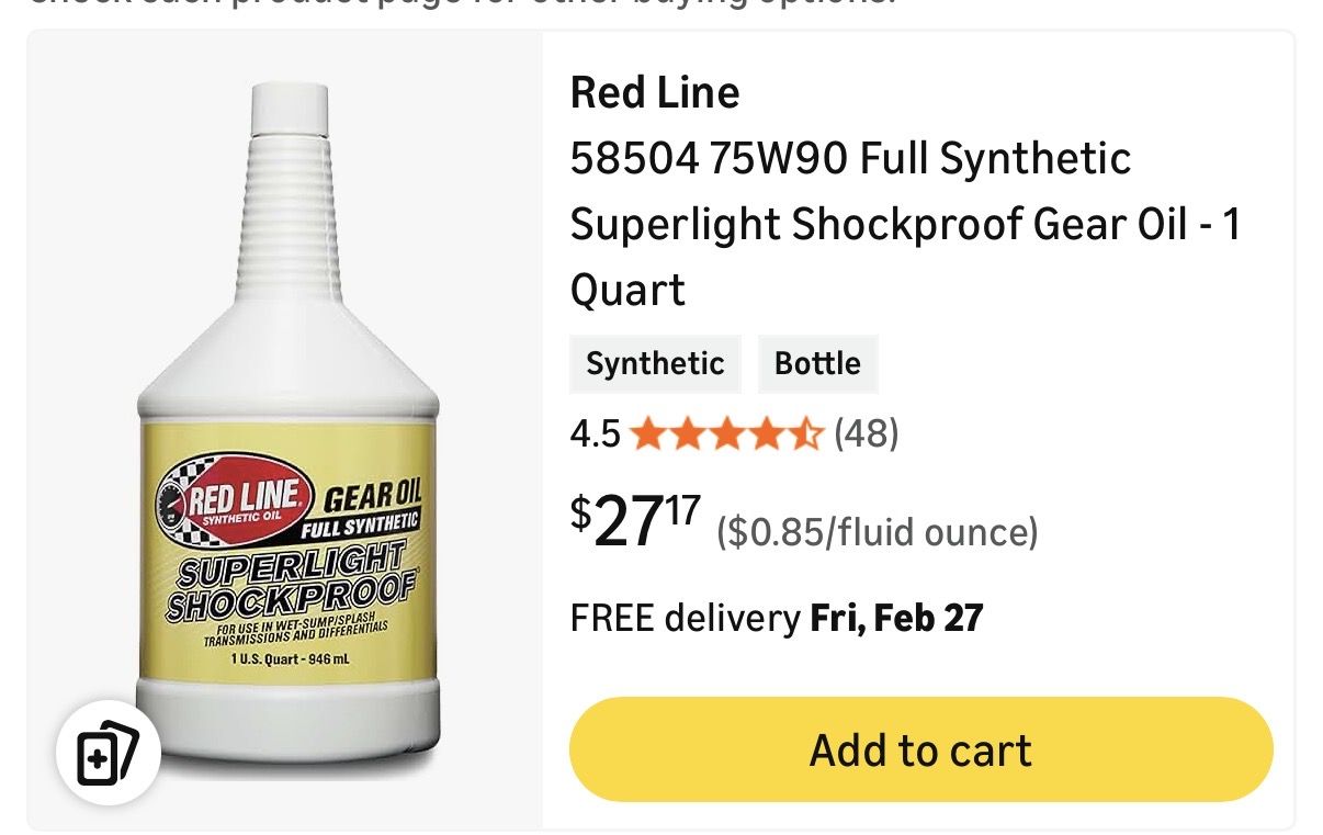 Red line superlight shockproof gear oil