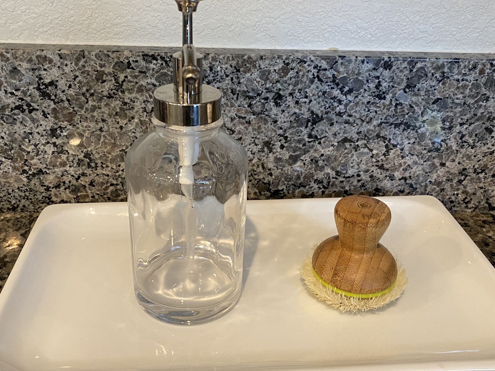 White Tray And Soap Dispenser