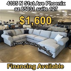 Sectional Grey With Pillows Brand New