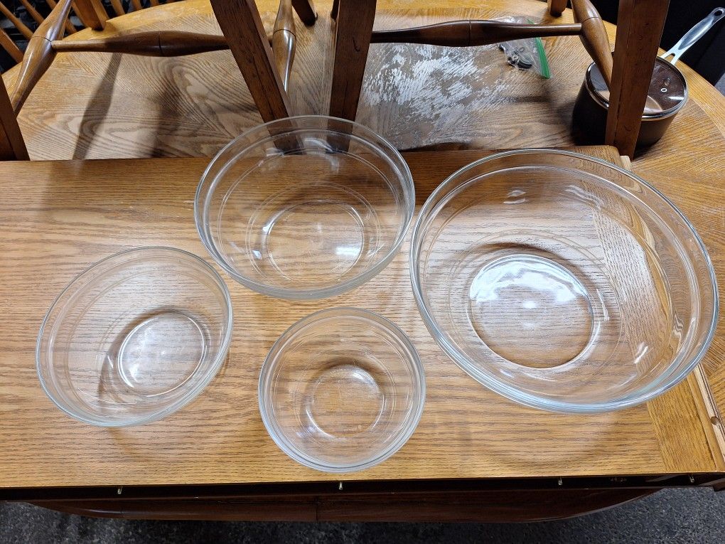 4 Clear Glass Duralex Mixing Bowls