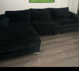 Black velvet sectional with chaise