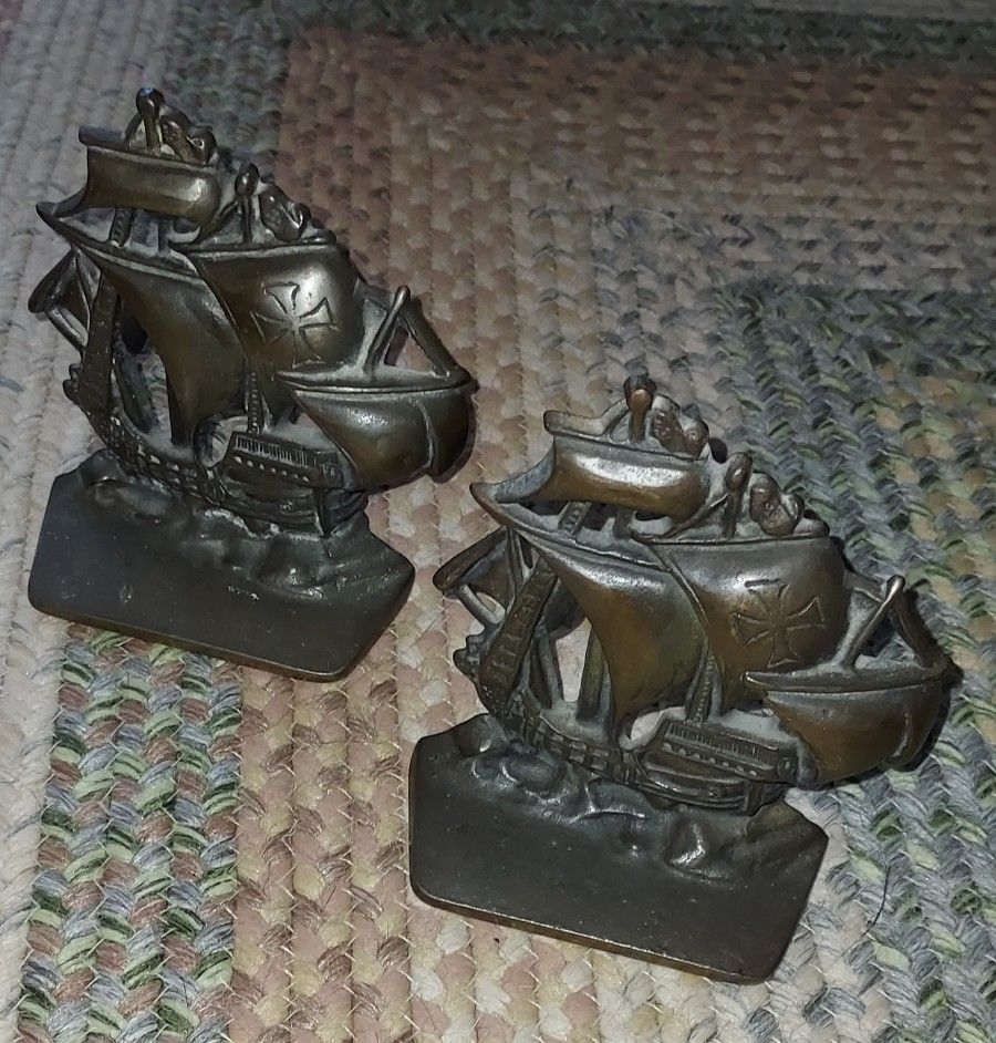Vintage Cast Iron Nautical Ships Bookends