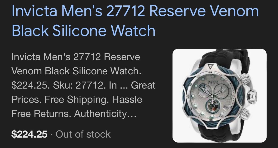 Invicta Reserve Men’s Watch Black And Green Band Model Number 27717