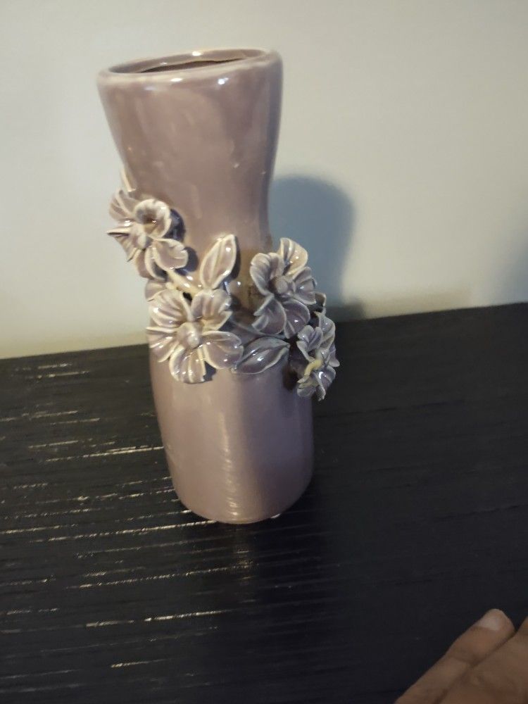 Fragile Purple Vase Adorned With Beautiful Purple Flowers