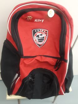 Riley red black soccer carrying sport backpack bag