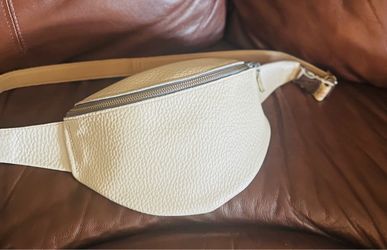 Cream Genuine Leather Belt Bag / Fanny Pack
