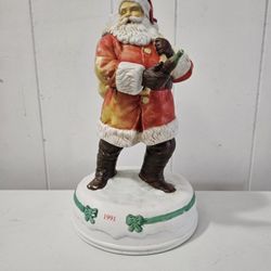 Vintage 1991 Ceramic Santa Claus Coca-Cola Plays Music 