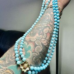 Gorgeous 😍 !! Vintage Blue Gemstone Bead Necklace !!