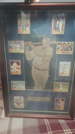 Authentic framed Babe Ruth signed memorabilia display.
