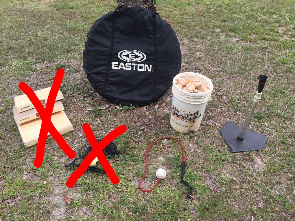 Bucket Of Practice Baseballs, Hitting Net, Batting Tee