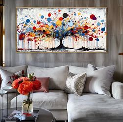 youkuart Wall Art Abstract Tree Artwork Colorful Tree Canvas Print 20"x40"