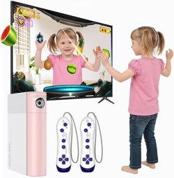 AR Motion Gaming Console for Kids - Plug & Play Video Games-White&Pink AR Augmented Reality，Adjustable Camera，Motion & Button Games，Parent-Child Inter