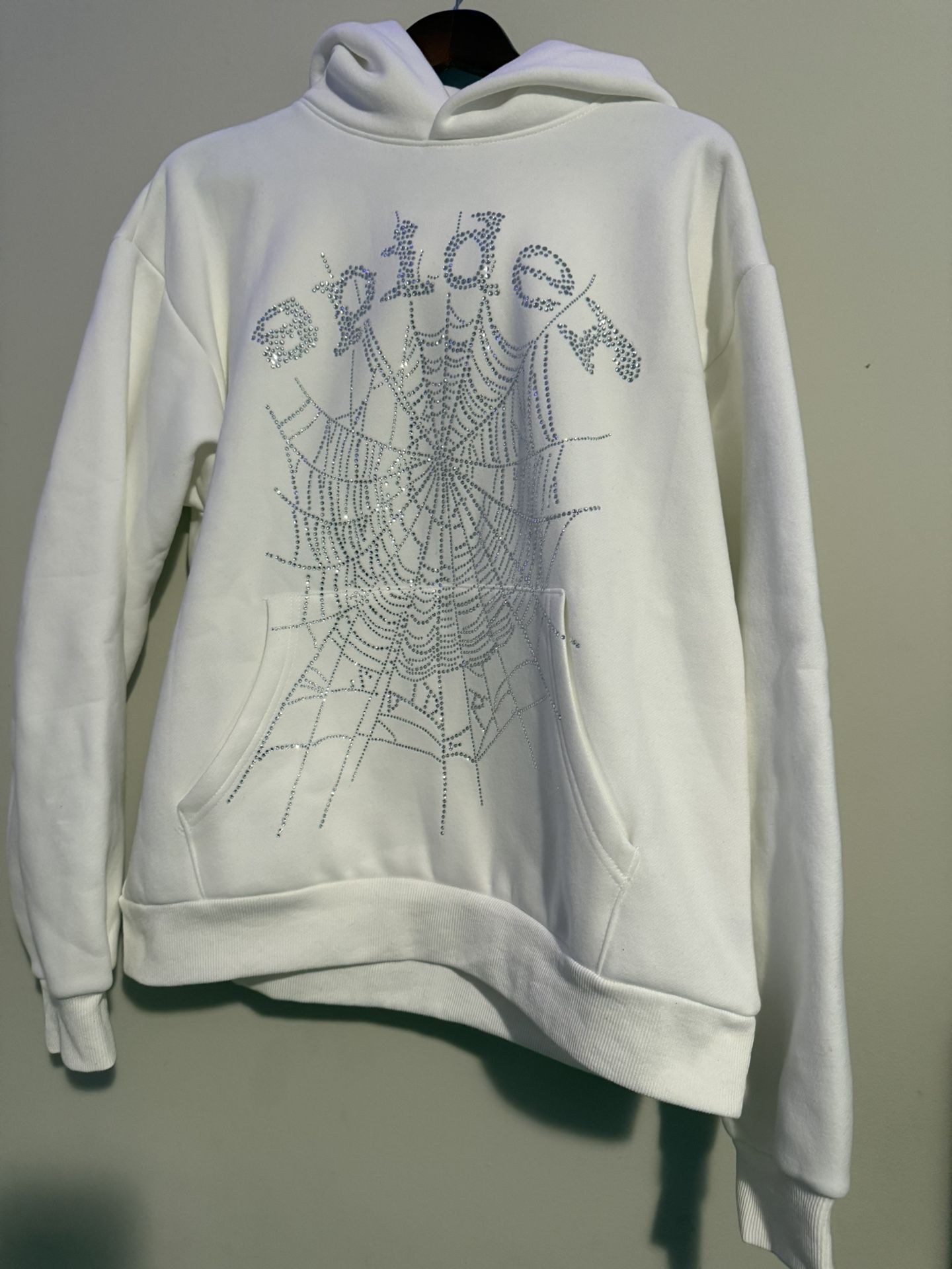 OG Sp5der hoodie white rhinestone