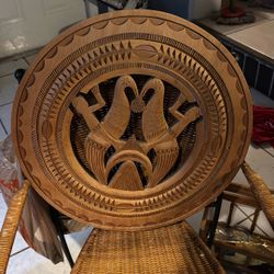 INTRICATE CARVED WOOD WALL PLAQUE