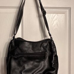 Black soft purse with shoulder strap