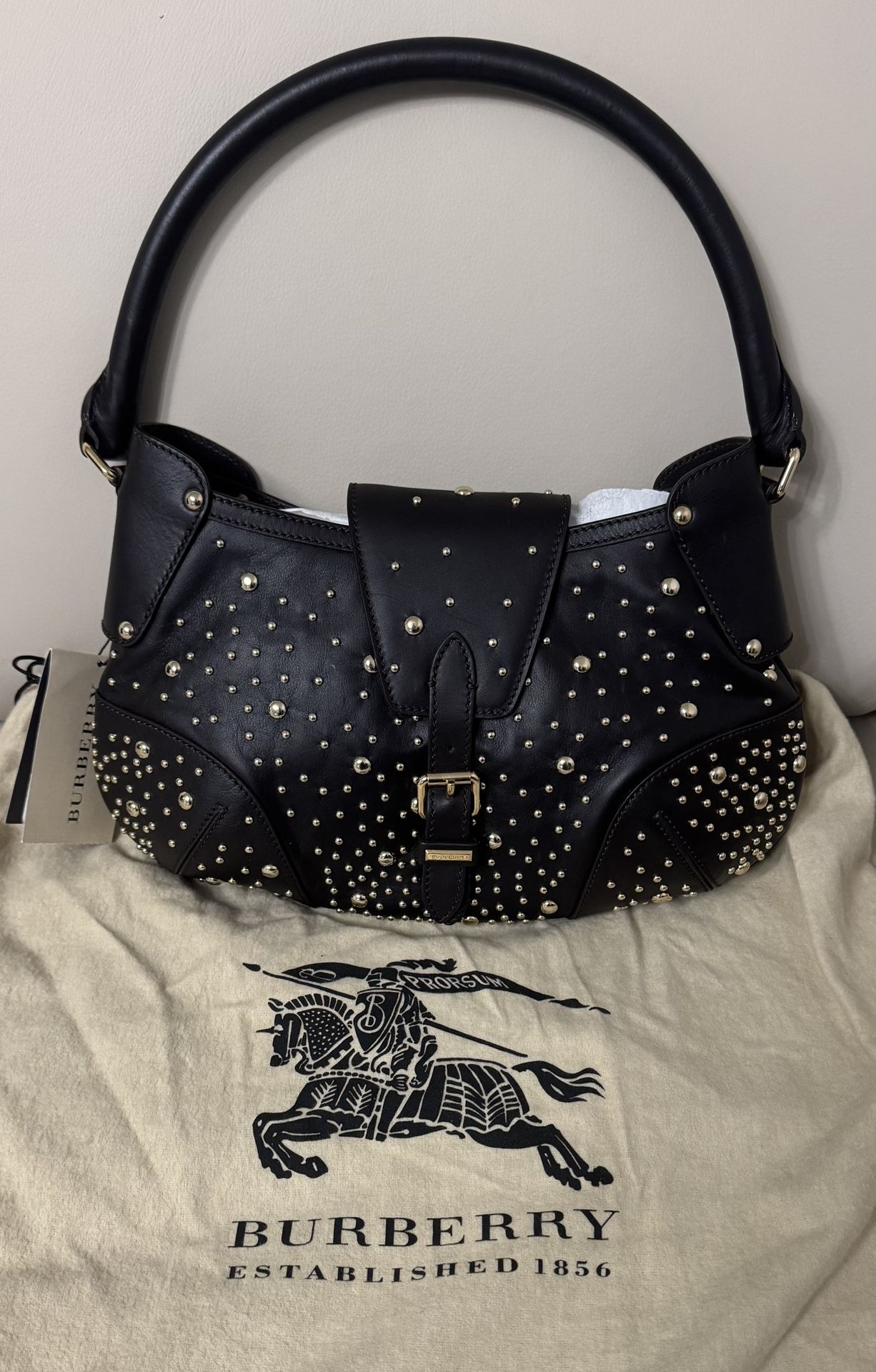 New Burberry Handbag MD Hackford Chocolate leather hobo bag
