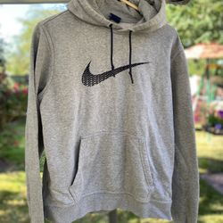 NIKE Men's Size M Nike Sportswear Club Pullover Gray Hoodie Embroidered Swoosh Jacket