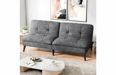 Gray Tufted Futon Sofa Bed