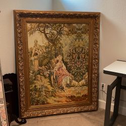 Very Large Tapestry With Solid Wood Frame
