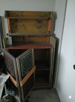 Rustic Wood Hutch Cabinet w/  Doors