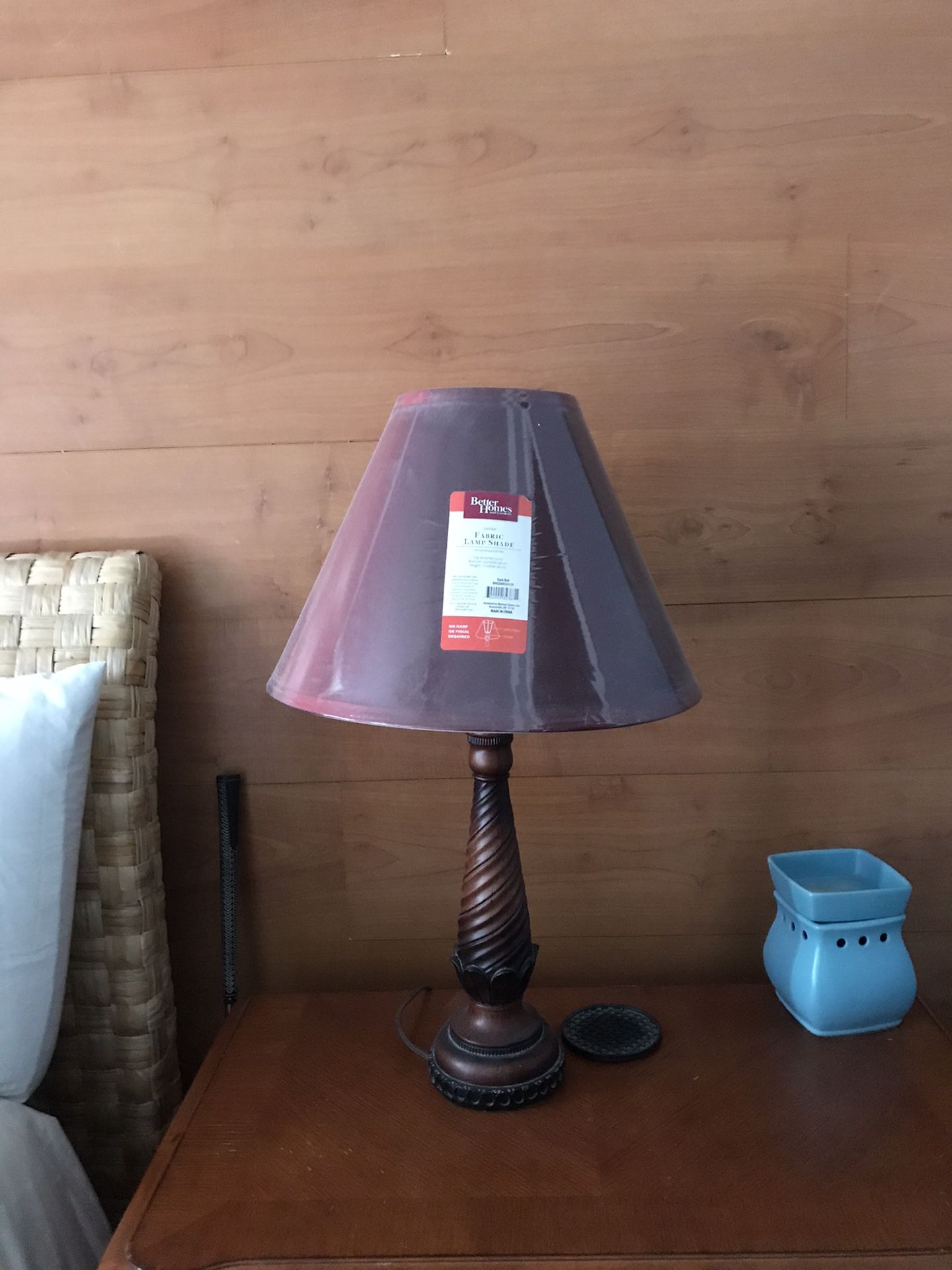 2 like new table lamps with red shades