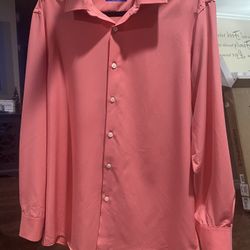 Haggar Smart Wash Classic Fit dress shirt in a pink/coral color