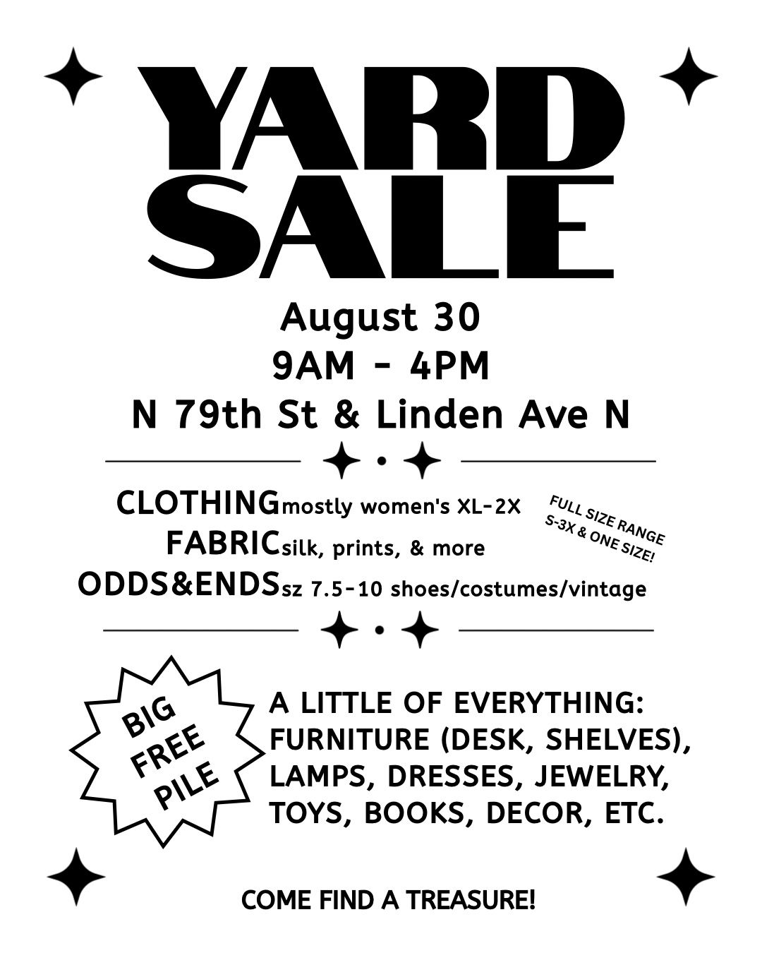 Yard sale At N 79th st & Linden In Greenwood 