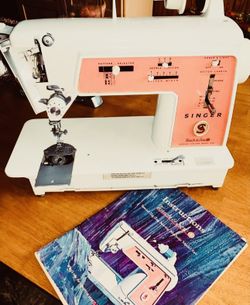 SINGER SEWING TABLE TOP VINTAGE 1960 TOUCH N SEW MODEL 626 ORIGINAL MANUAL & Box Of Accessories ALL METAL  As is!