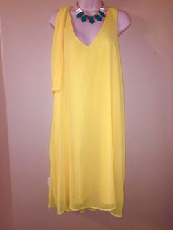 New York and Co. Yellow Chiffon Dress (Size L)