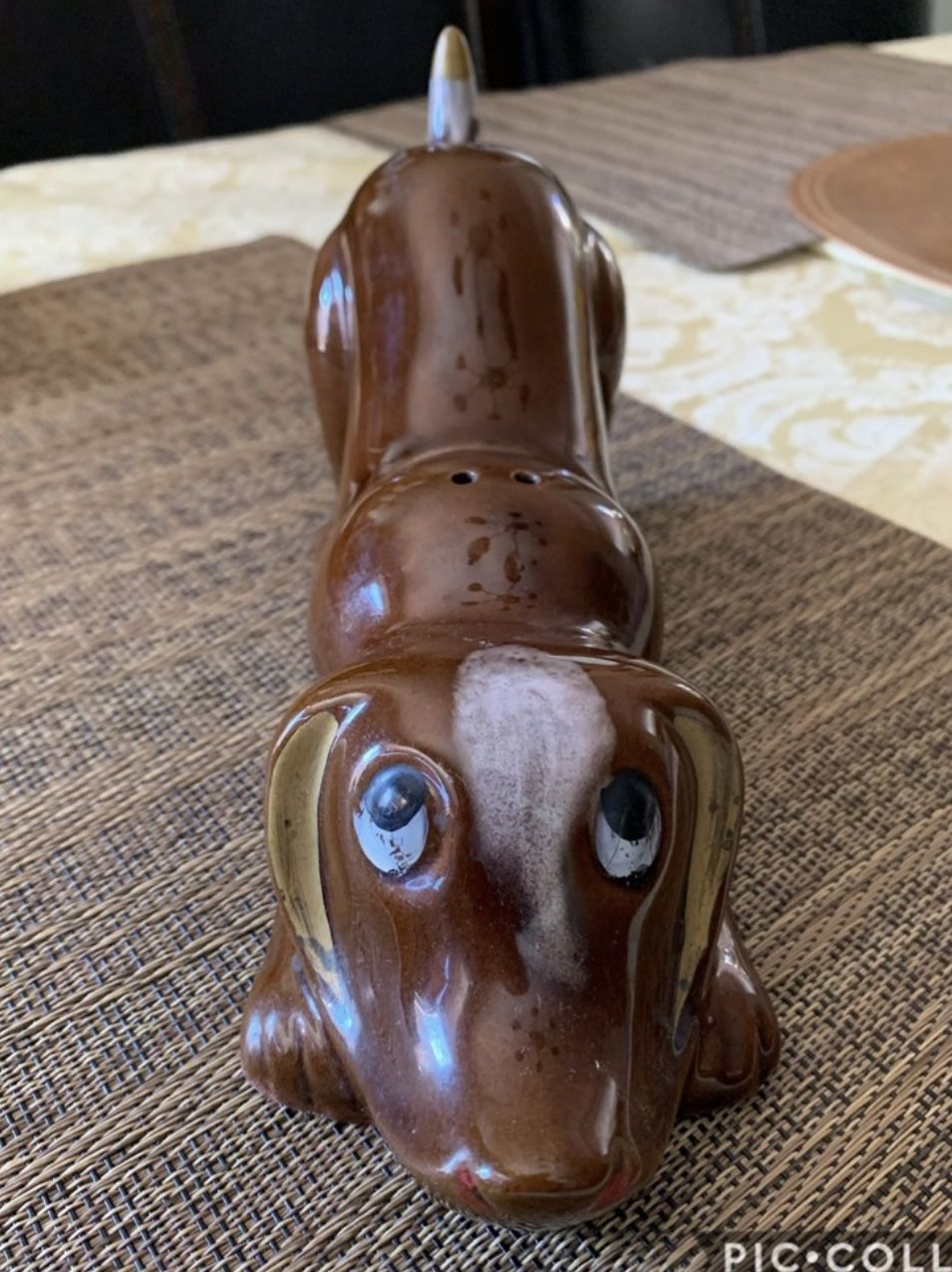 Vintage brown dachshunds salt and pepper shakers