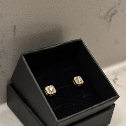 Moissanite Halo Stud Earrings – 5X Gold Plated over .925 Sterling Silver