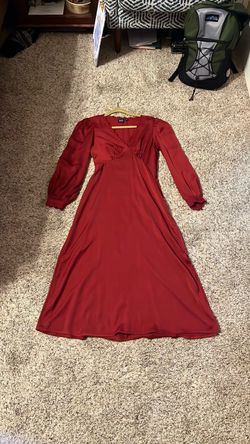 Gap Red Long Sleeve Midi Dress XS