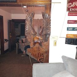 Hand Carved Harley-Davidson Eagle Hanging From Chains