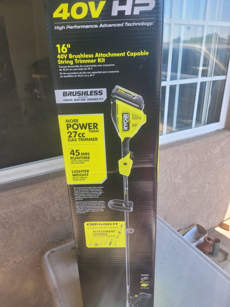 Ryobi 40V HP 16 Brushless Attachment Capable String Trimmer Kit!!!