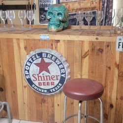 Bar With 2 Stools  L88"  H44"