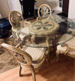 Luxury 5 Piece Glass Top Dining Table Set – Pickup Only
