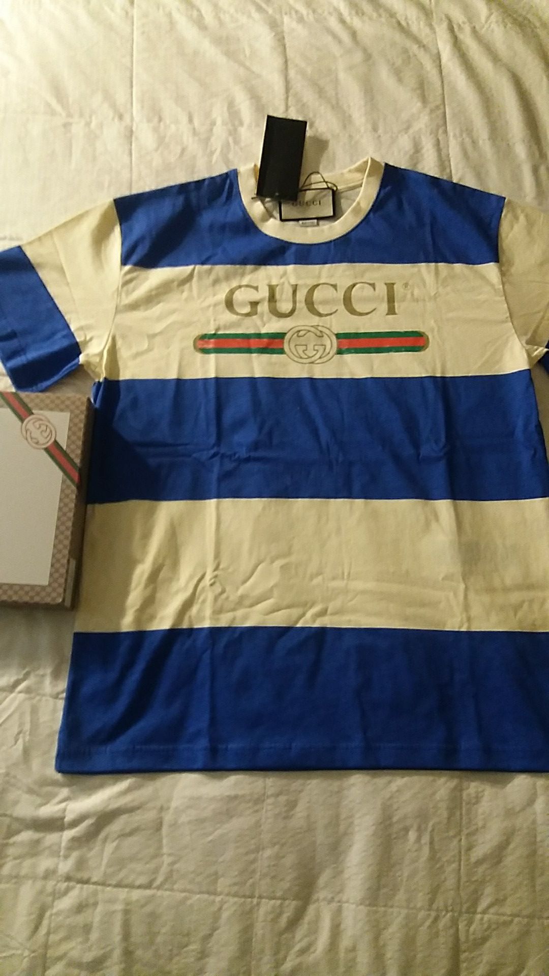 Gucci Shirt Blue Stripes New Sz M