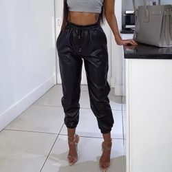 PU Leather Joggers