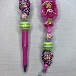STRAWBERRY SHORTCAKE BADGE REEL & PEN SET