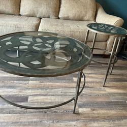 Coffee & End Table (glass/metal)