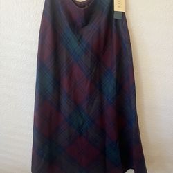 Vintage Ralph Lauren Oxford Wool Red Blue Green A Line Skirt New With Tags Sz 6