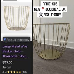 $15 ✨ GOLD METAL WIRE BASKET – NEW! ✨